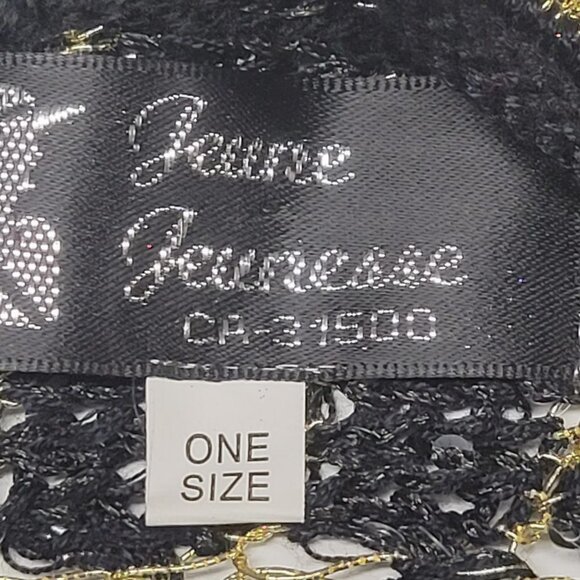 Black Gold Knit Top Metallic Sparkling Open Top Blouse- preloved - Picture 12 of 13